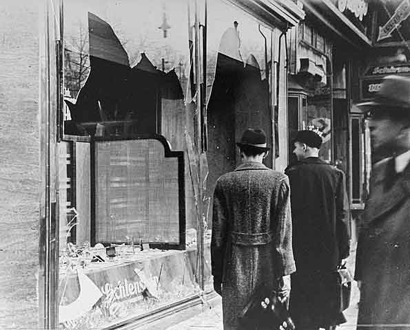Damaged shop after Kristallnacht